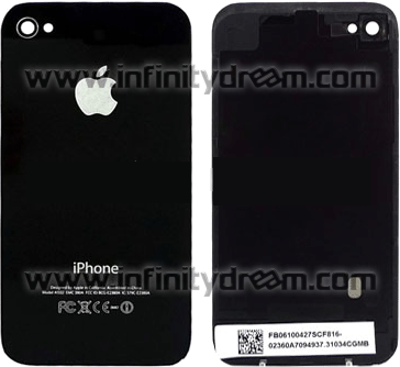 Back Glass Cover + Frame Black iPhone 4
