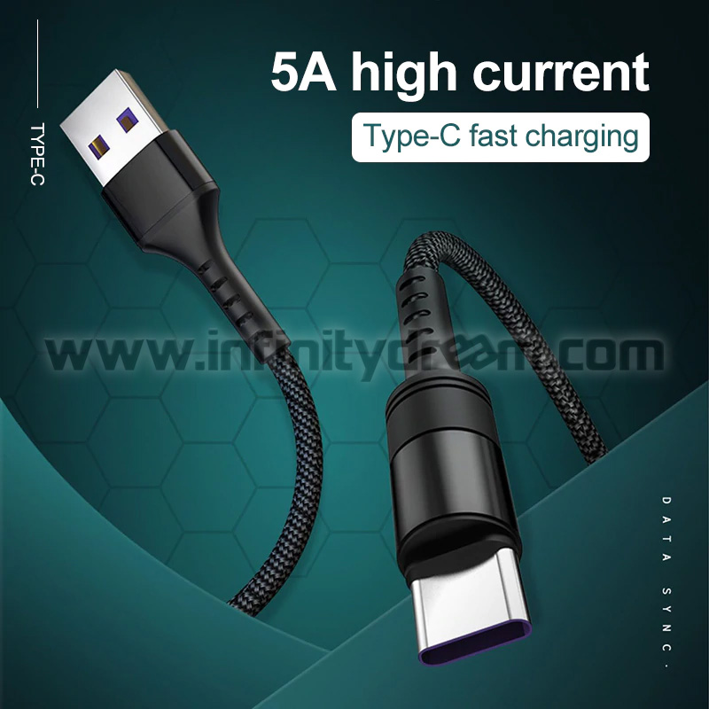 USB Type-C 5A Cable - Nylon Cord