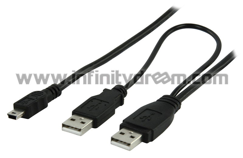 USB 2.0 Y Cable for Self-powered External HDD