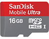 MicroSDHC 16GB SanDisk Ultra + SD Adapter