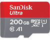 MicroSDXC 200GB SanDisk Ultra + SD Adapter