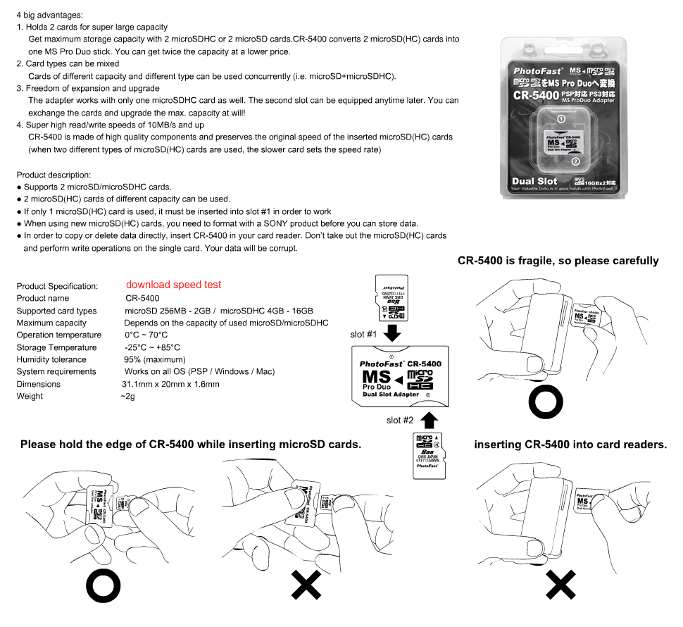 MicroSDHC Dual Slot Adapter PSP