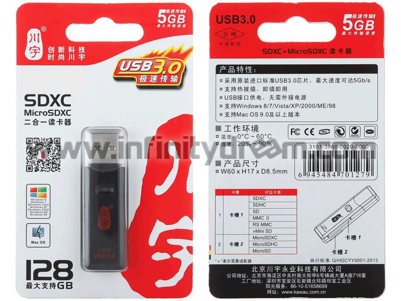 USB 3.1 G1 Micro + SD/SDHC/SDXC/MMC/RS-MMC Card Reader