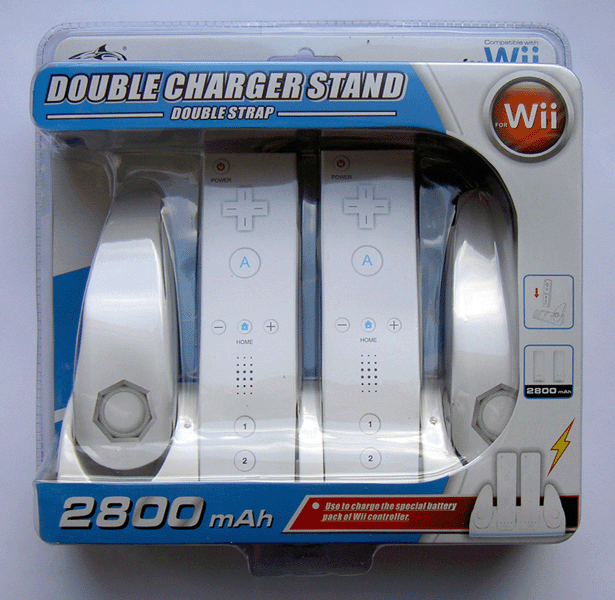 Double Charger Stand Battery Pack Wiimote 2800mAh Wii