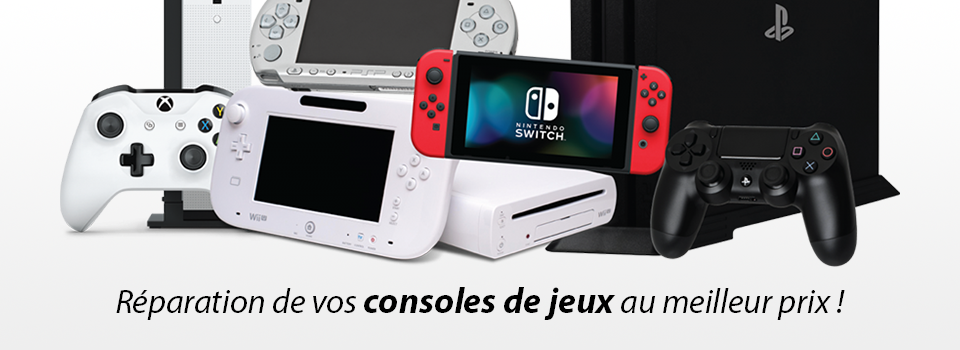 Réparation de consoles de jeux, vente de pièces détachées et d'accessoires